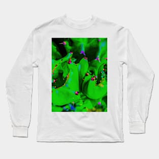 Abstract shapes from a cactus in bright green Long Sleeve T-Shirt